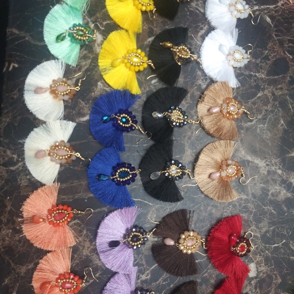 Maxi aretes artesanales de abanico